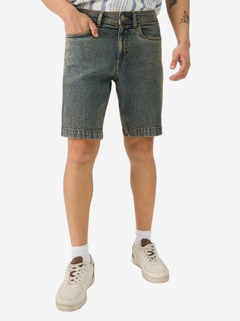 the souled store blue regular fit denim shorts