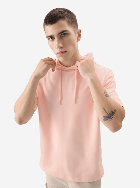 the souled store pink loose fit hooded t-shirt