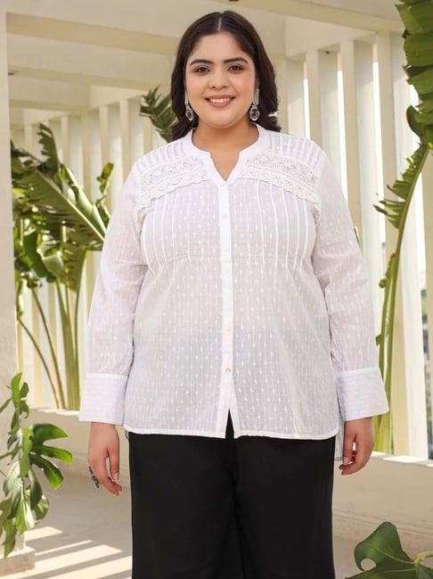 juniper white cotton self pattern shirt