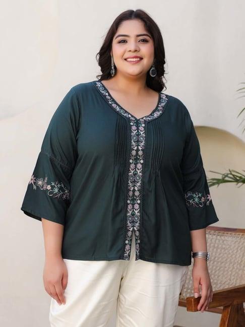 juniper green embroidered tunic