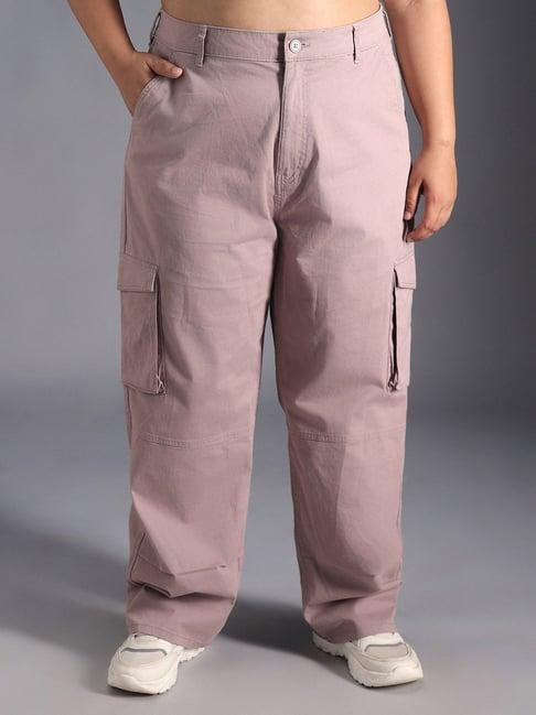 high star mauve cotton relaxed fit trousers