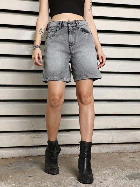 high star grey cotton regular fit shorts