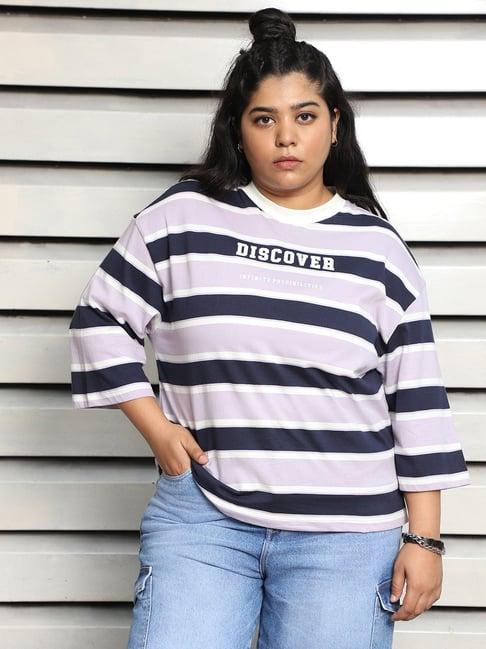 high star lavender cotton stripes oversized t-shirt