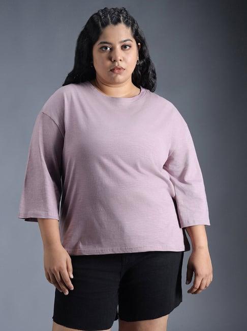 high star mauve cotton regular fit oversized t-shirt