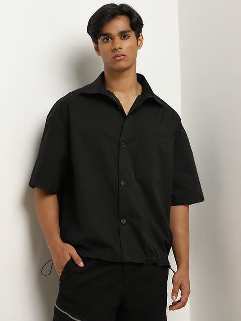 nuon by westside black solid relaxed-fit shirt