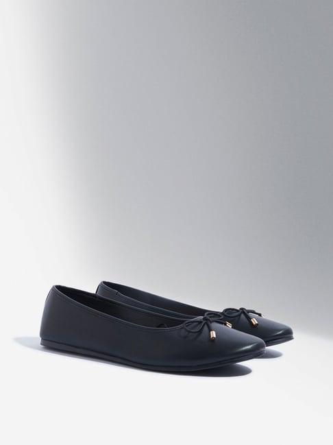 luna blu by westside black bow-detailed ballerina