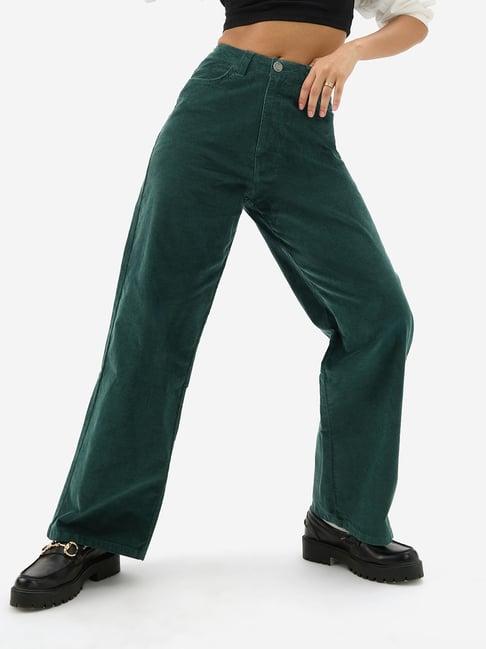 the souled store teal relaxed fit pants