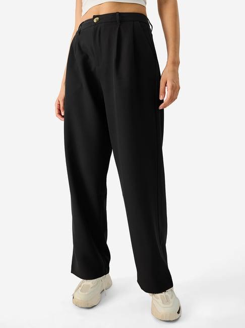 the souled store black relaxed fit pants