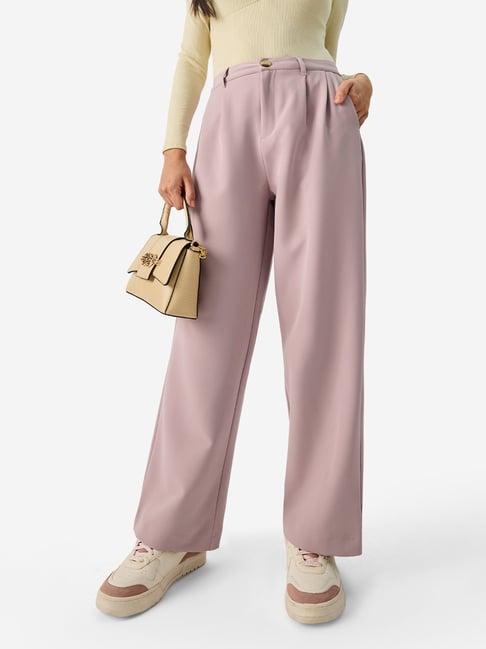 the souled store mauve relaxed fit pants