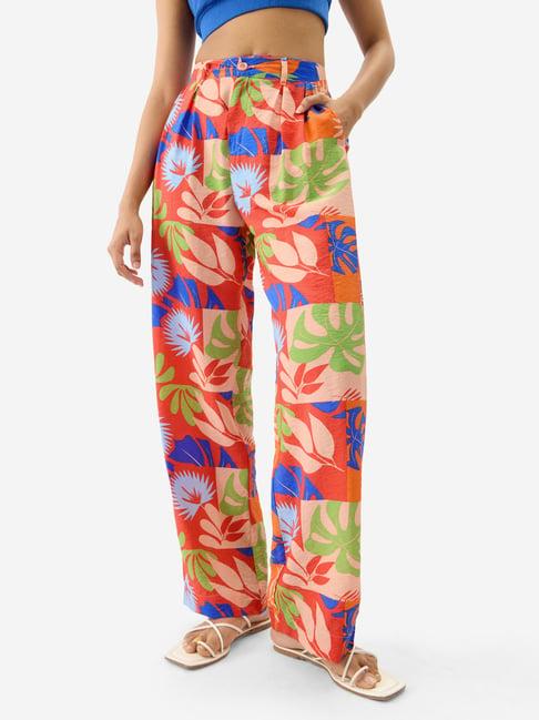 the souled store multicolor printed regular fit pants