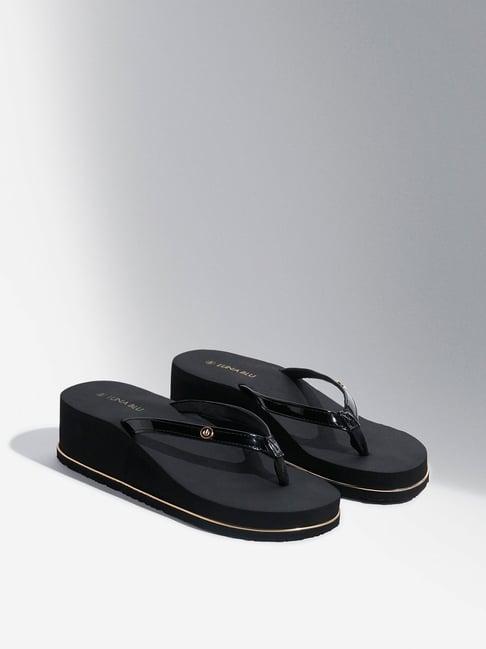 luna blu by westside black wedge-heel flip-flop