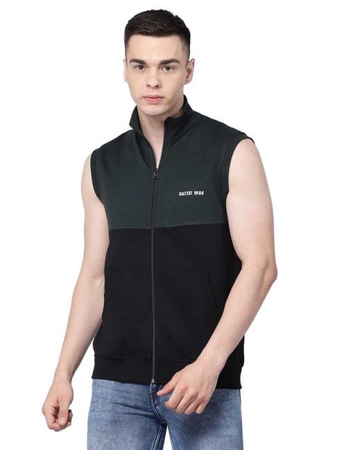 kalt black & dark green regular fit jacket