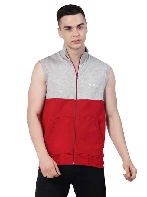 kalt red & light grey melange regular fit jacket