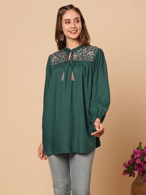 fashor green embroidered tunic