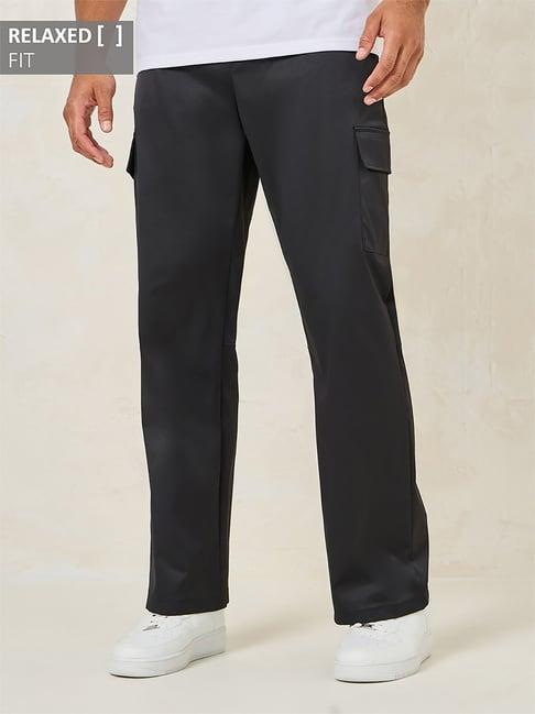 styli black regular fit cargo trousers