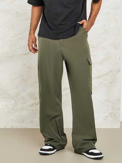 styli olive regular fit cargo trousers