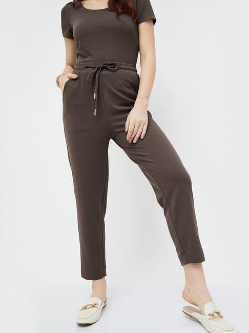 code by lifestyle brown regular fit mid rise pants