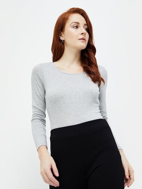 code by lifestyle grey textured top