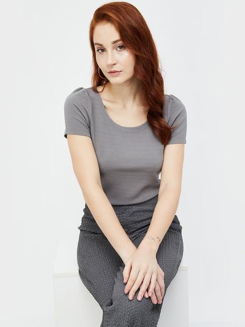 code by lifestyle grey regular fit top