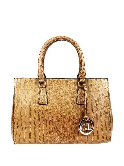 carlton london taupe textured medium handbag