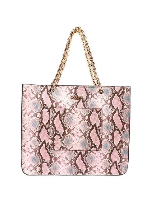 carlton london pink printed medium tote handbag