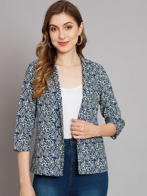 deckedup indigo cotton printed shrug