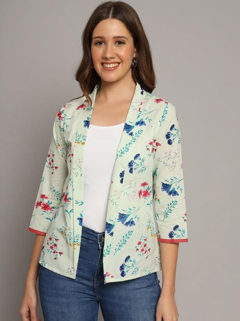 deckedup cream cotton printed shrug