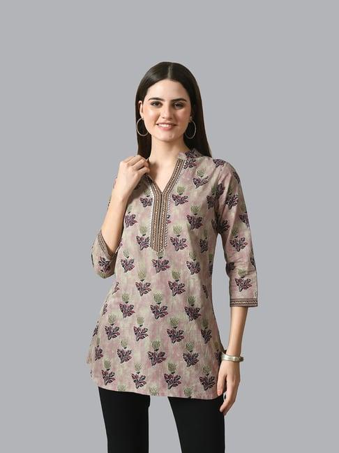 deckedup multicolor cotton floral print tunic