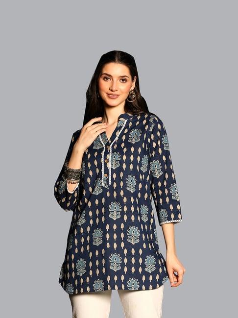 deckedup indigo cotton printed tunic