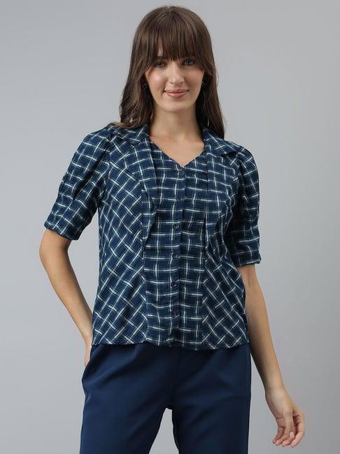 latin quarters teal check shirt