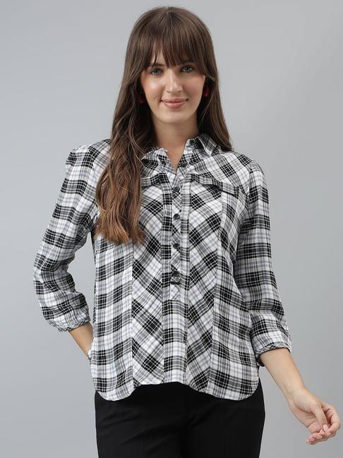 latin quarters black check shirt