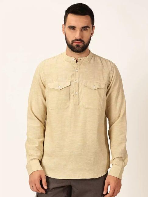 thomas scott light khaki slim fit short kurta