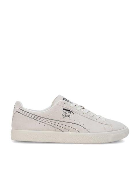 puma men's clyde no.1 off white casual sneakers