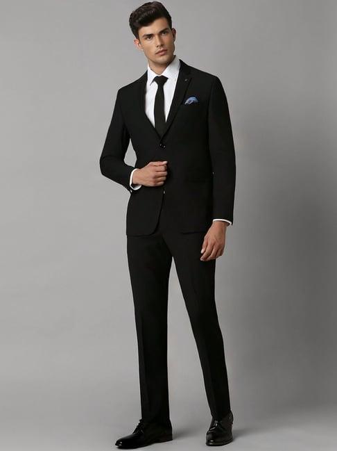 louis philippe black slim fit two piece suits