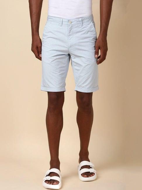 allen solly blue cotton slim fit printed shorts