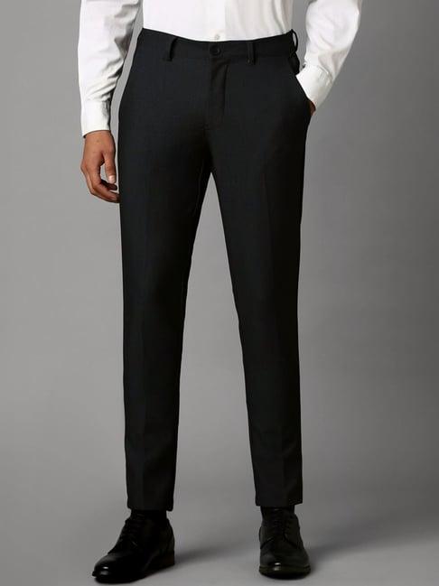 louis philippe black slim fit texture trousers