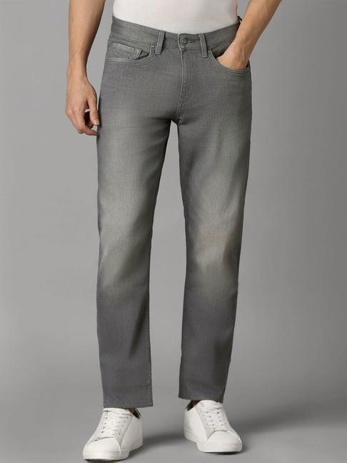 louis philippe grey cotton slim fit jeans