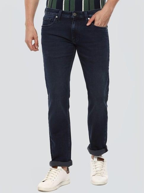 louis philippe navy cotton slim fit jeans