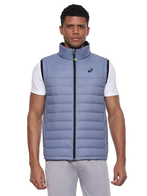 asics light blue regular fit sleeveless sports jacket