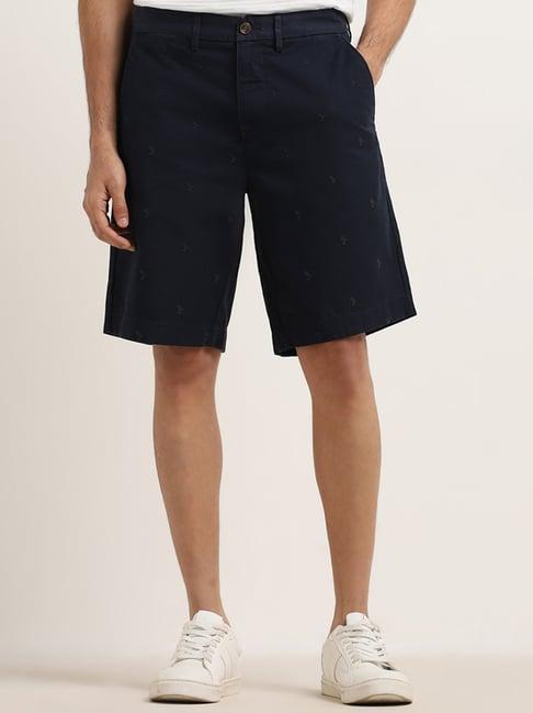 wes casuals by westside navy relaxed-fit mid-rise cotton shorts