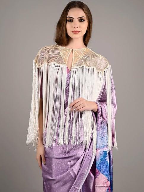 odette white embellished fancy cape