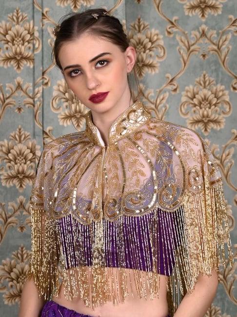 odette golden embellished fancy cape