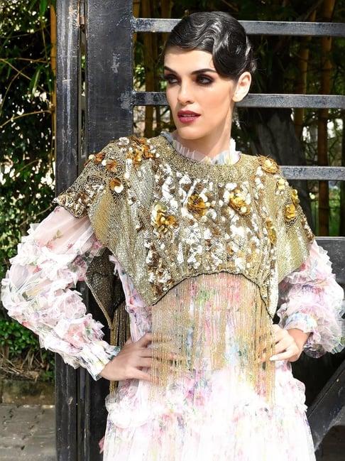 odette golden embellished fancy cape