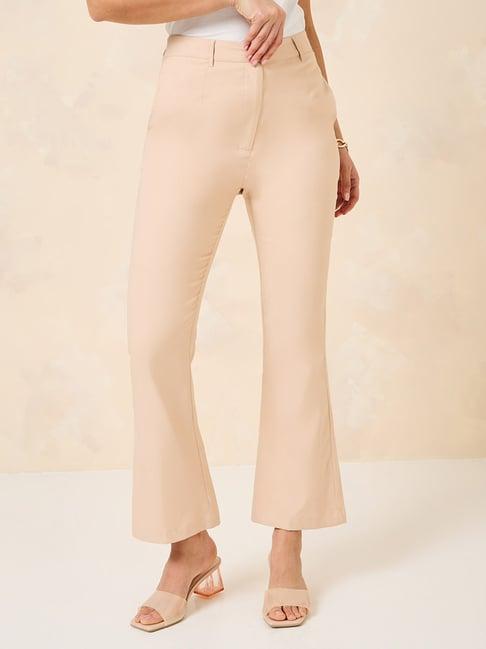 styli beige bootcut high rise bootcut pants