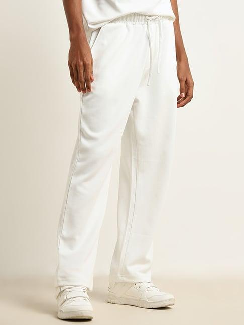 studiofit by westside white relaxed-fit mid-rise track pants