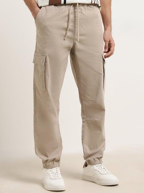 wes casuals by westside light taupe relaxed-fit cotton blend chinos