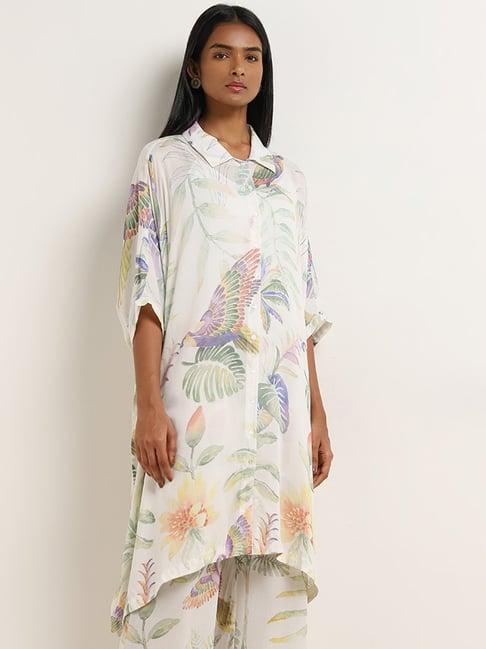 utsa by westside multicolour foliage design high-low kurta