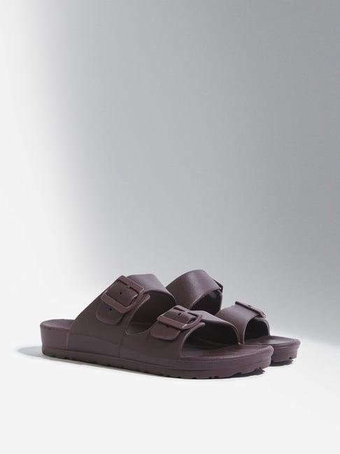 soleplay by westside maroon dual band buckled flip-flop