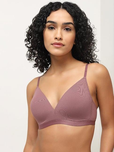 wunderlove by westside mauve ribbed textured padded bra