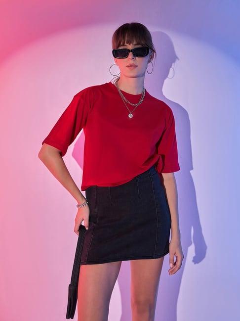 buynewtrend dark red t-shirt